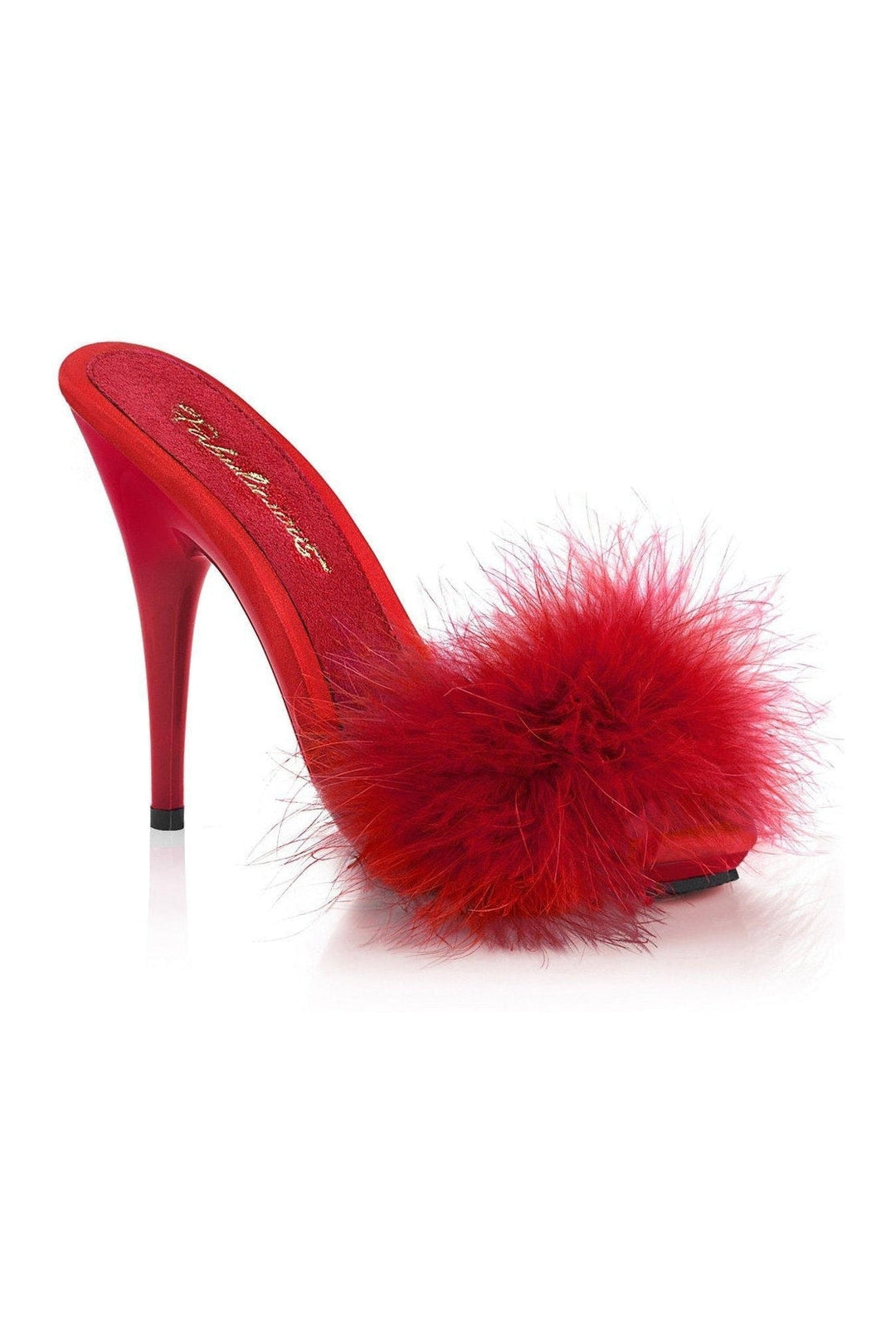 Fabulicious POISE-501F Slide in Red Marabou from SexyShoes.com
