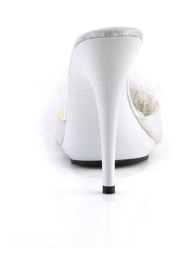 POISE-501F Slide | White Genuine Satin-Fabulicious-Slides-SEXYSHOES.COM