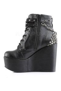 Demonia POISON-101  Wedge in Black Faux Leather