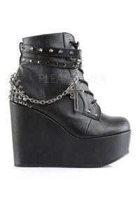 Demonia POISON-101  Wedge in Black Faux Leather