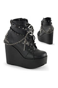 POISON-101 Demonia Wedge | Black Faux Leather