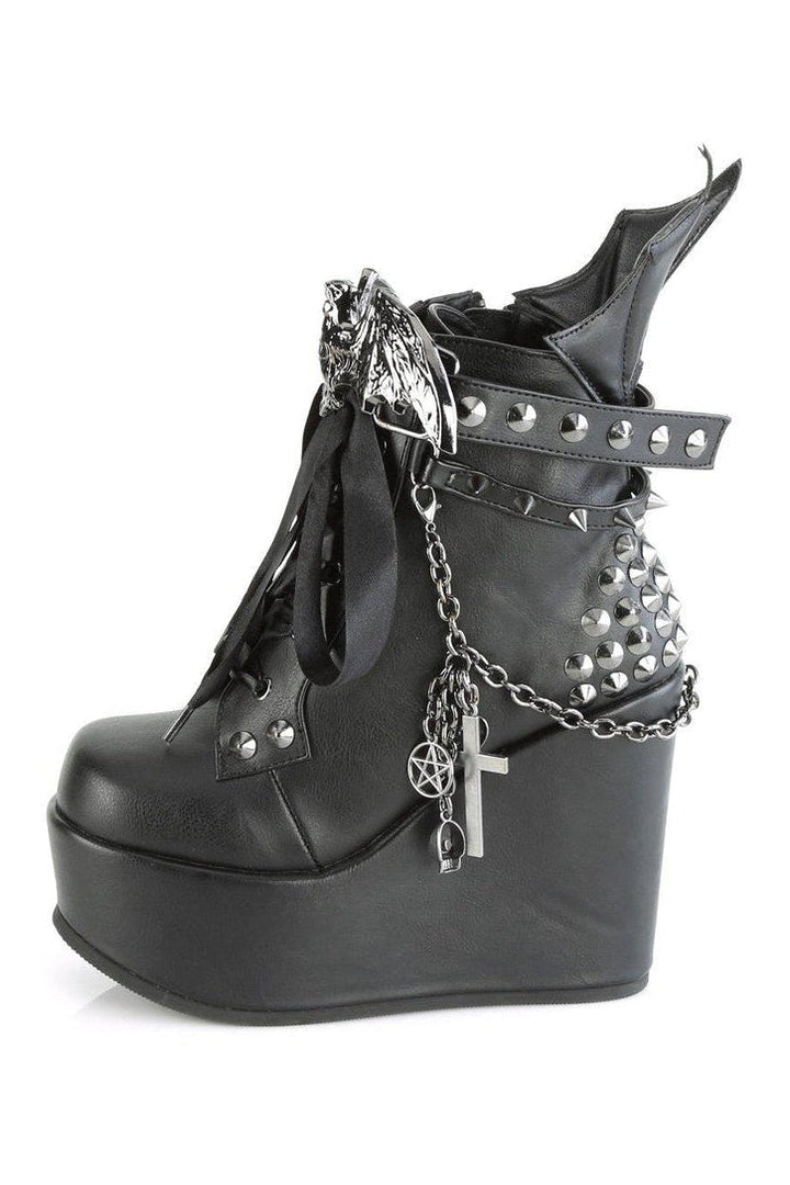 POISON-107 Ankle Boot | Blk Vegan Leather Faux Leather-Ankle Boots-Demonia-SEXYSHOES.COM