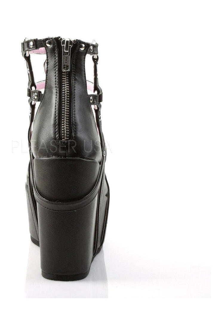 Demonia POISON-25-1  Wedge in Black Faux Leather