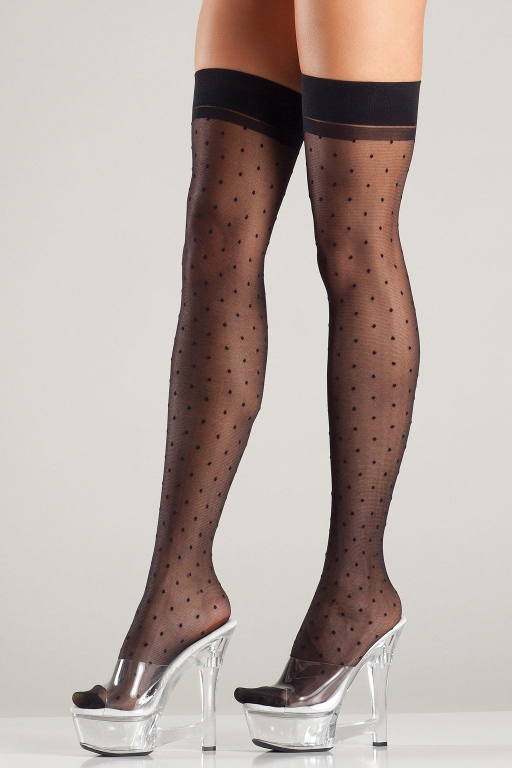 BeWicked Polka Dot Thigh Highs in Black  from SexyShoes.com