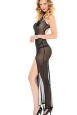 Poussycat Edgy Long Dress | Black Mesh