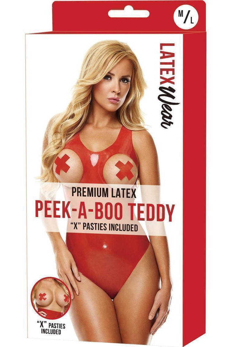 Premium Latex Peek Teddy with X Pasties-Latexwear-SEXYSHOES.COM