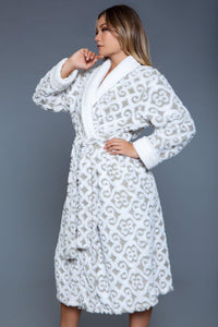Printed Long Flannel Robe-Gowns + Robes-BeWicked-SEXYSHOES.COM