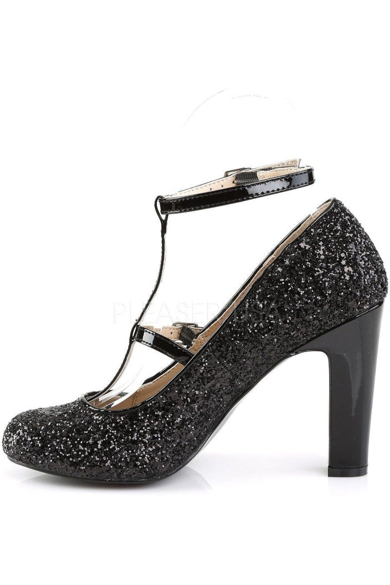 Pleaser Pink Label QUEEN-01 Pump in Black Glitter