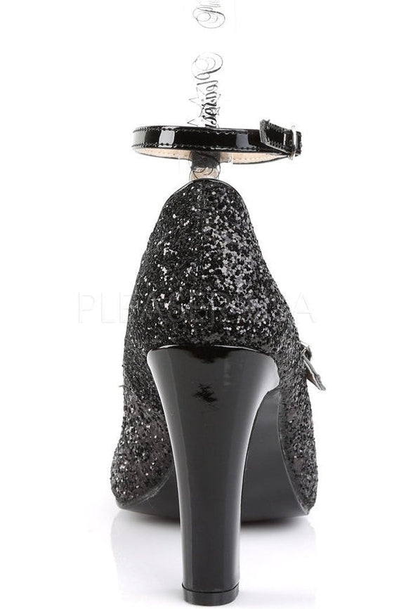 Pleaser Pink Label QUEEN-01 Pump in Black Glitter