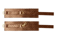 Quilted Embossed Infatuation Ankle Cuffs-Cuffs + Chokers-X-Play-Gold-O/S-SEXYSHOES.COM