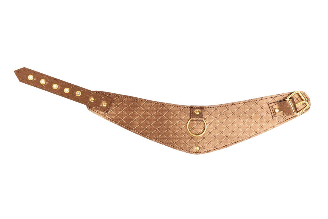 Quitled Embossed Posture Collar-Cuffs + Chokers-X-Play-Gold-O/S-SEXYSHOES.COM