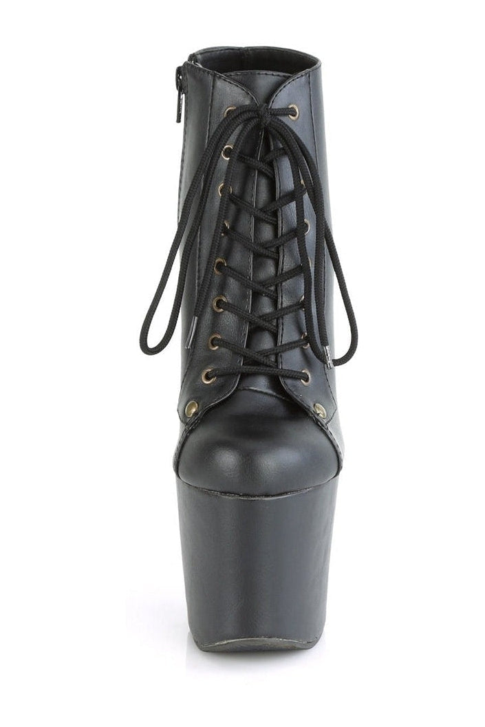 RADIANT-1005 Stripper Boot | Black Faux Leather-Ankle Boots-Pleaser-SEXYSHOES.COM