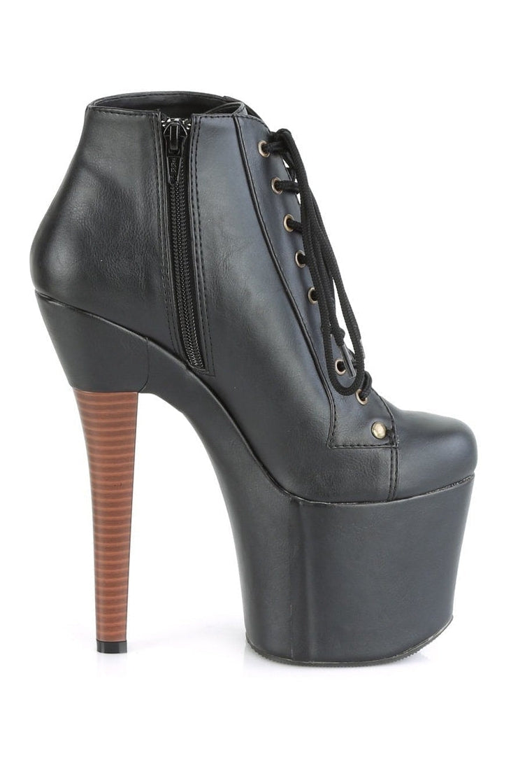 RADIANT-1005 Stripper Boot | Black Faux Leather-Ankle Boots-Pleaser-SEXYSHOES.COM