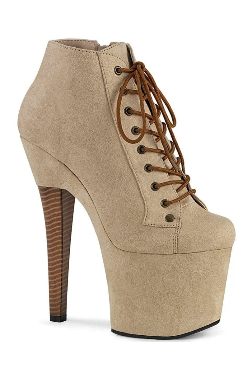RADIANT-1005 Stripper Boot | Bone Faux Suede-Ankle Boots-Pleaser-Bone-8-Faux Suede-SEXYSHOES.COM