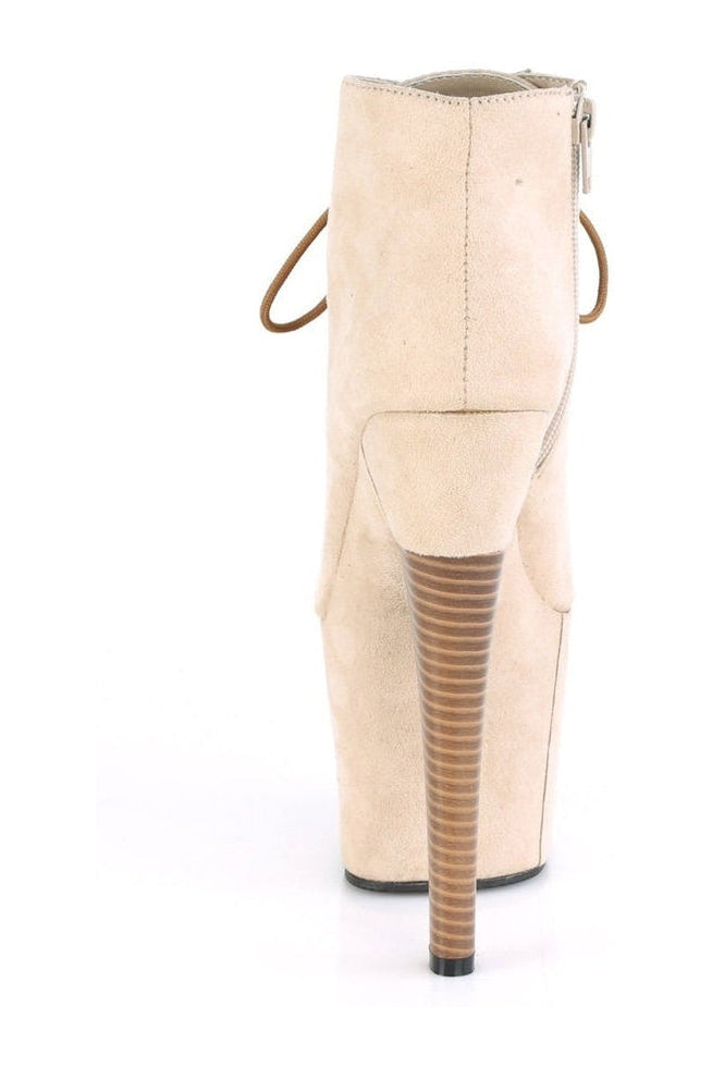 RADIANT-1005 Stripper Boot | Bone Faux Suede-Ankle Boots-Pleaser-SEXYSHOES.COM