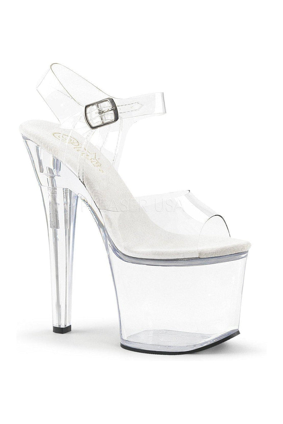Pleaser RADIANT-708 Platform Sandals in Clear Vinyl from SexyShoes.com