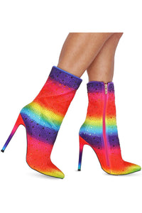 Azalea Wang Sparkling Rainbow Ankle Boot in Rainbow  from SexyShoes.com
