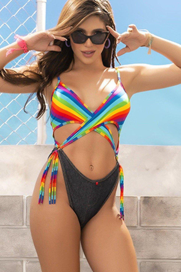 Rainbow Bodysuit-Dancewear Rompers-Mapale-SEXYSHOES.COM
