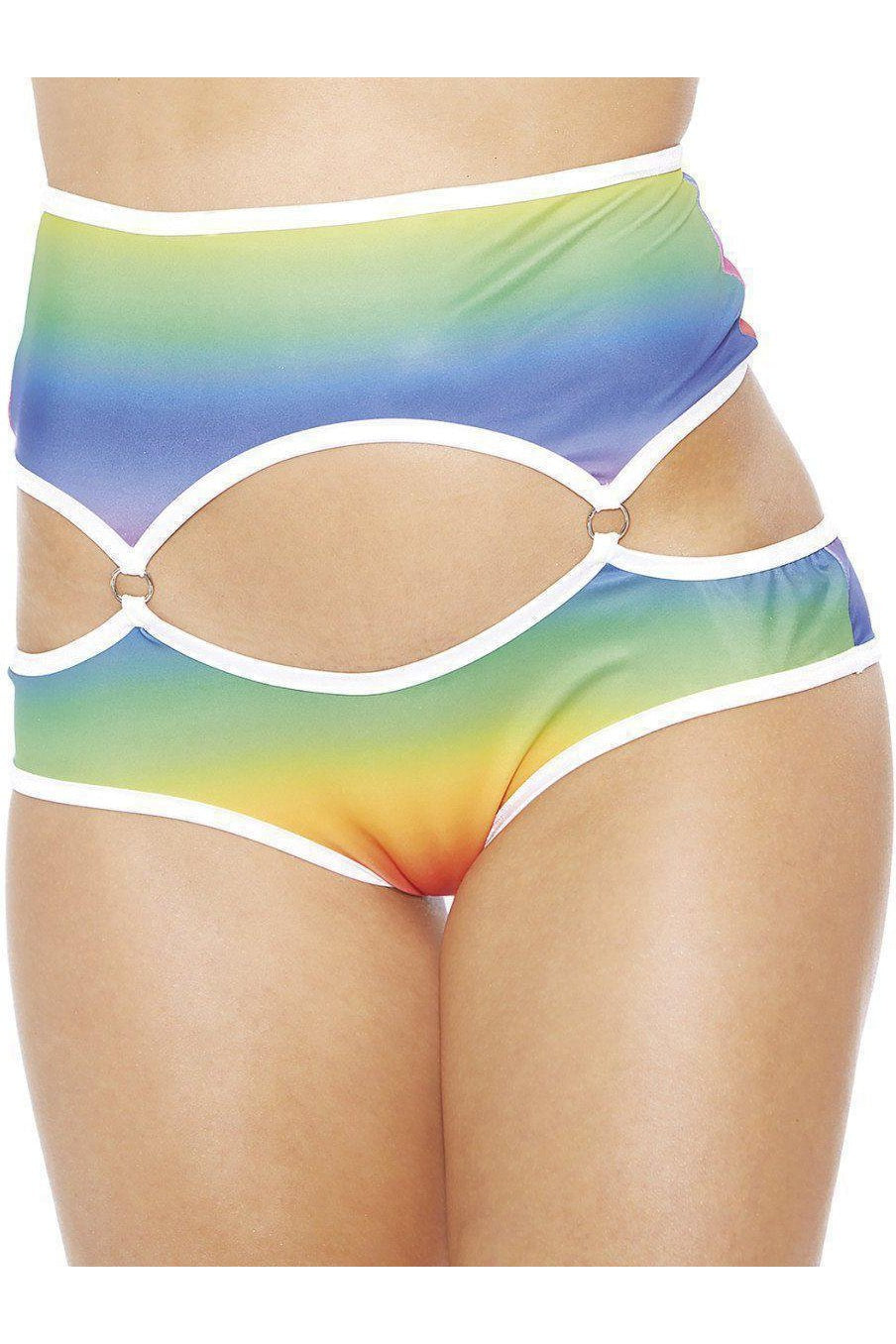 Rainbow Cut Out Short-Booty Shorts-Bodyshotz-Multi-O/S-SEXYSHOES.COM