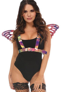 Daisy Corsets Rainbow Hologram Harness with Wings in Hologram 