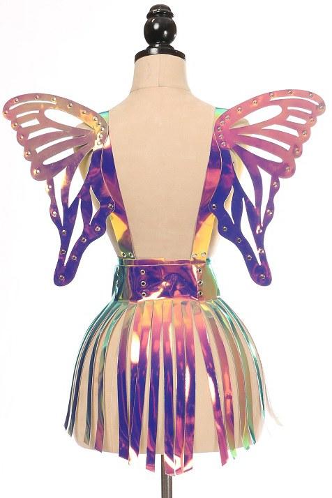 Rainbow Hologram Harness with Wings-Wings + Harness-Daisy Corsets-SEXYSHOES.COM