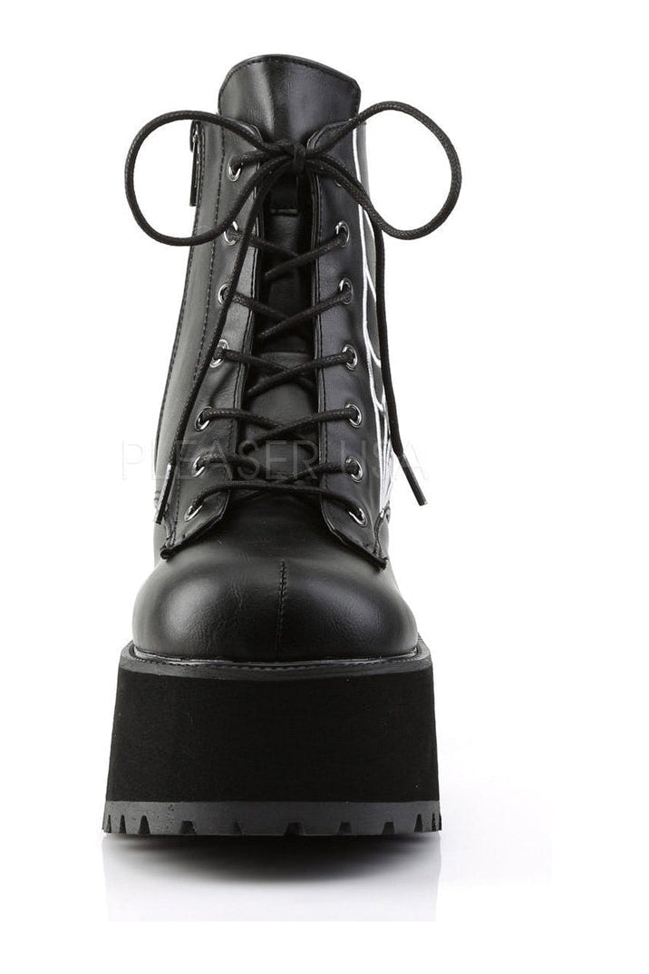 Demonia RANGER-105  Ankle Boot in Black Faux Leather