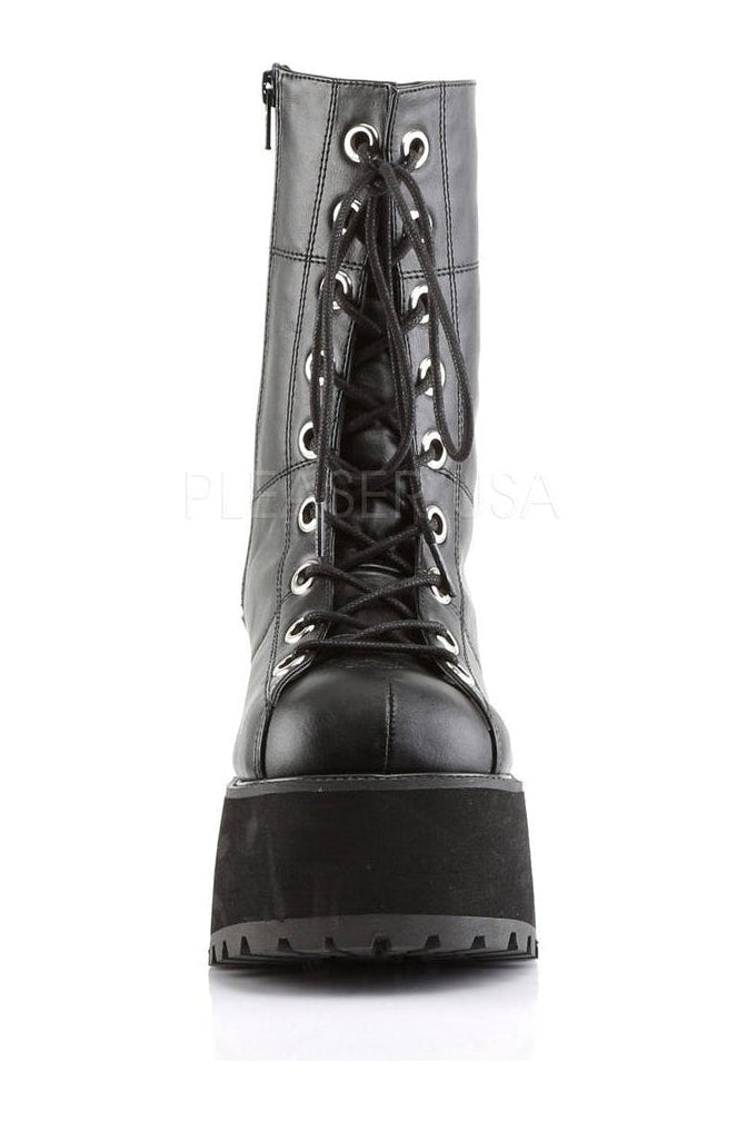 RANGER-301 Demonia Knee Boot | Black Faux Leather