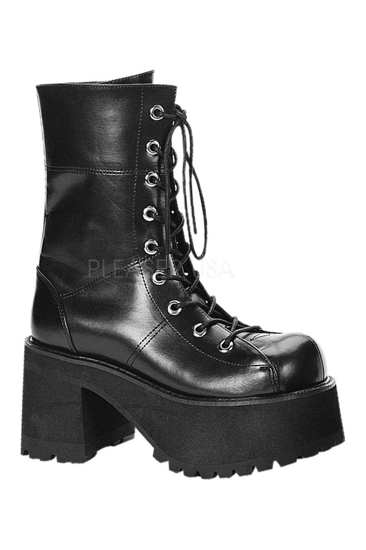 RANGER-301 Demonia Knee Boot | Black Faux Leather-Demonia-Black-Knee Boots-SEXYSHOES.COM