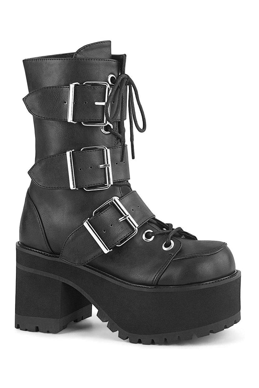 RANGER-308 Ankle Boot | Black Faux Leather-Ankle Boots-Demonia-SEXYSHOES.COM