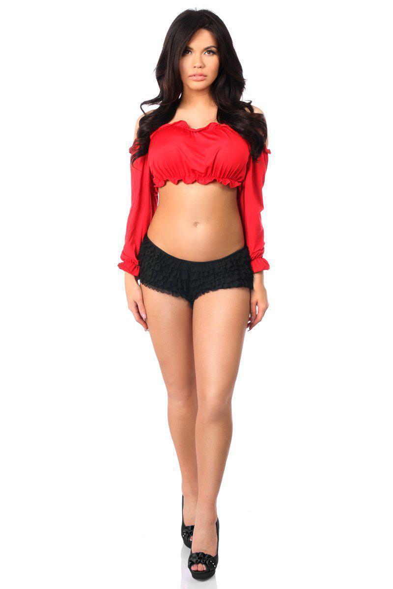 Red Long Sleeve Peasant Top by Daisy-Daisy Corsets-SEXYSHOES.COM