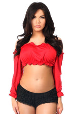 Red Long Sleeve Peasant Top by Daisy