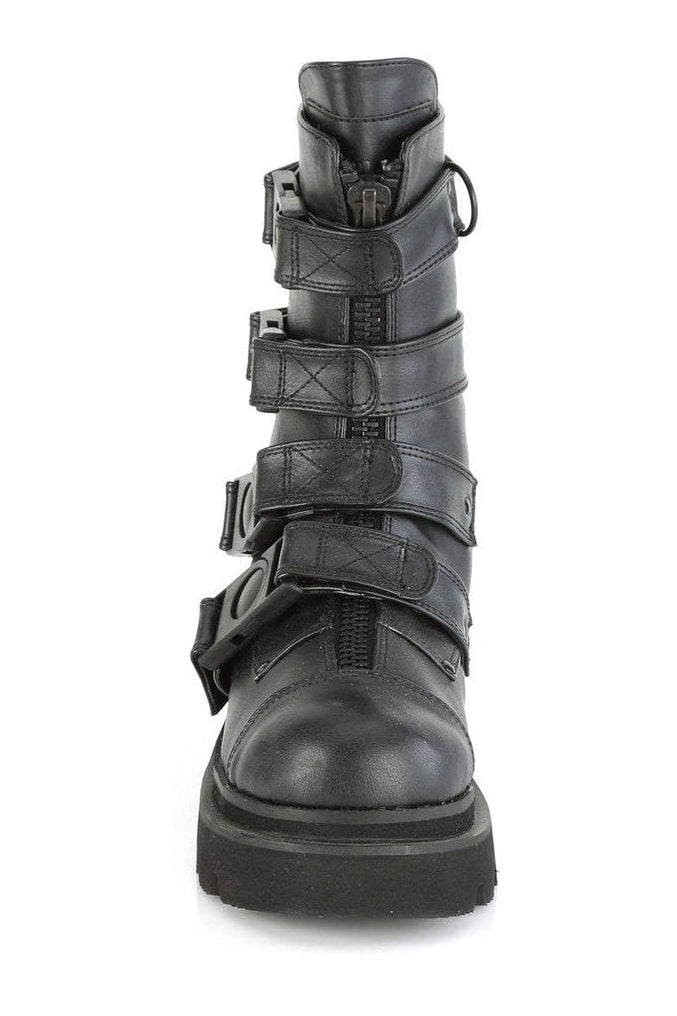 Demonia RENEGADE-55 Knee Boot in Black Faux Leather