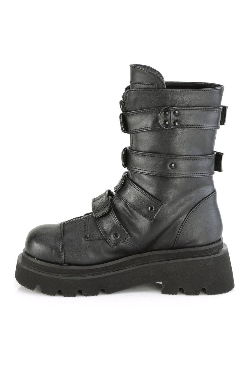 Demonia RENEGADE-55 Knee Boot in Black Faux Leather