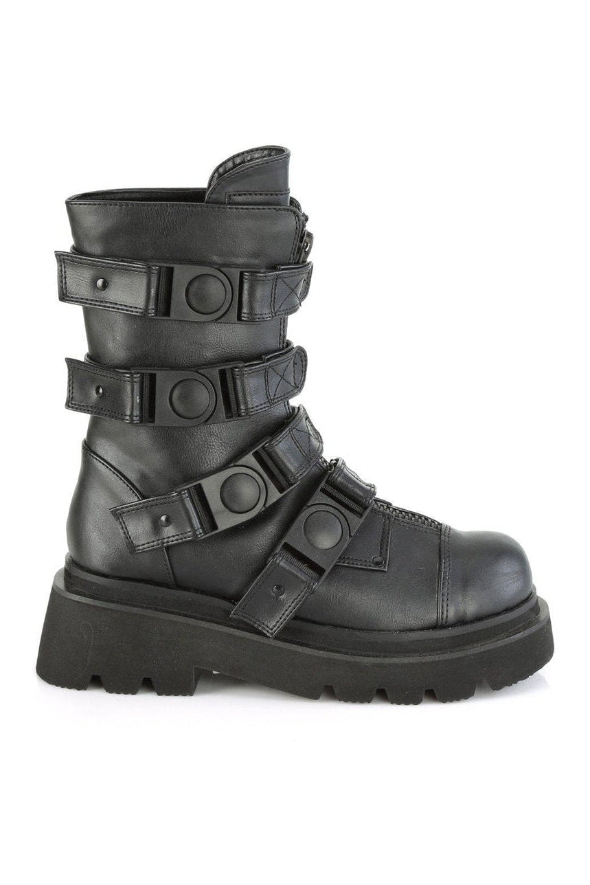 Demonia RENEGADE-55 Knee Boot in Black Faux Leather