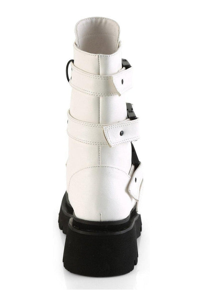 Demonia RENEGADE-55 Knee Boot in White Faux Leather