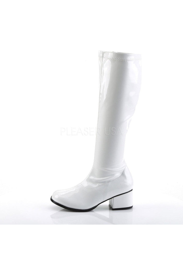 RETRO-300 Go Go Boot | White Patent-Funtasma-Knee Boots-SEXYSHOES.COM