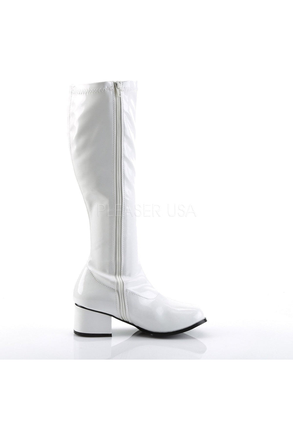 RETRO-300 Go Go Boot | White Patent-Funtasma-Knee Boots-SEXYSHOES.COM