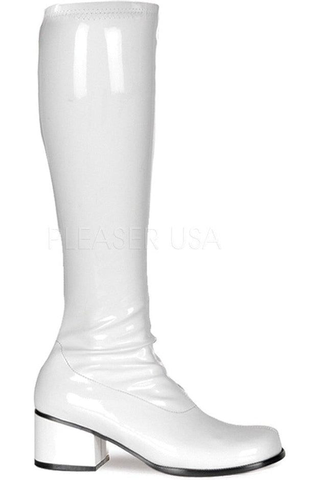 RETRO-300 Go Go Boot | White Patent-Funtasma-White-Knee Boots-SEXYSHOES.COM