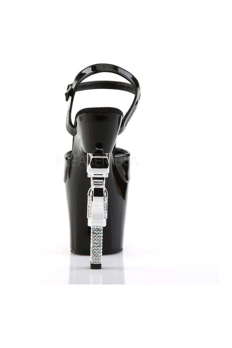 Pleaser REVOLVER-709 Platform Sandal in Black Vinyl