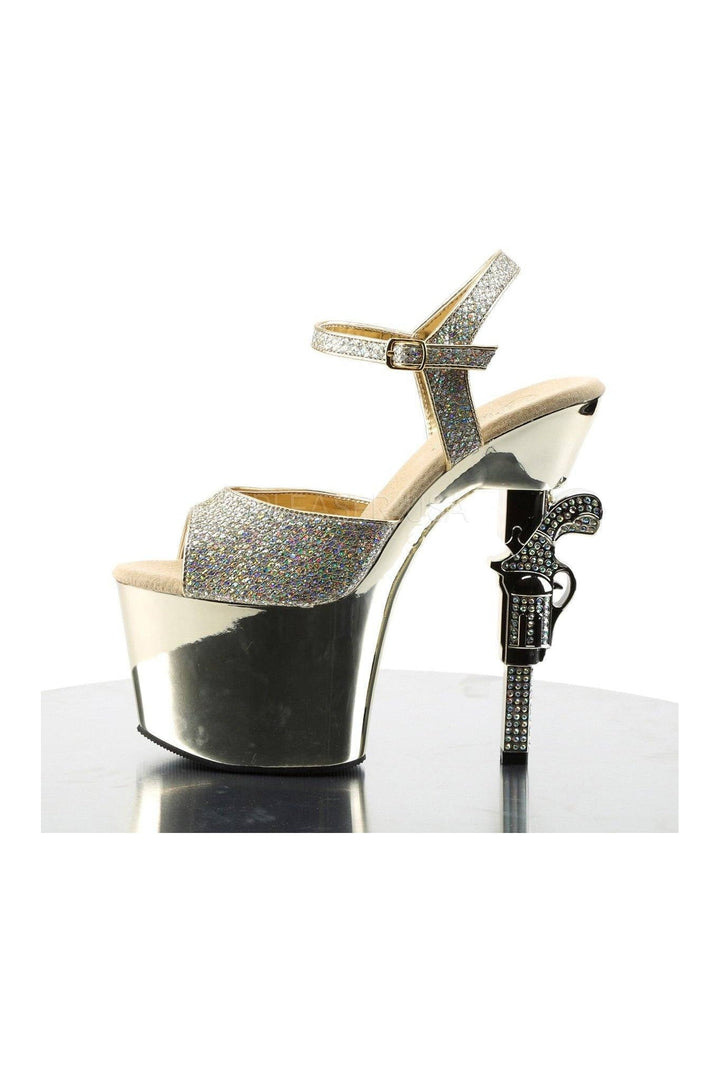 REVOLVER-709G Platform Sandal | Gold Glitter-Pleaser-Sandals-SEXYSHOES.COM