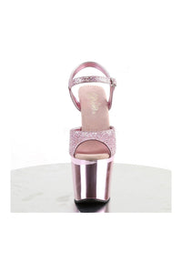 Pleaser REVOLVER-709G Platform Sandal in Pink Glitter