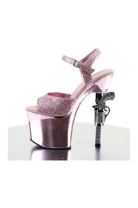 Pleaser REVOLVER-709G Platform Sandal in Pink Glitter