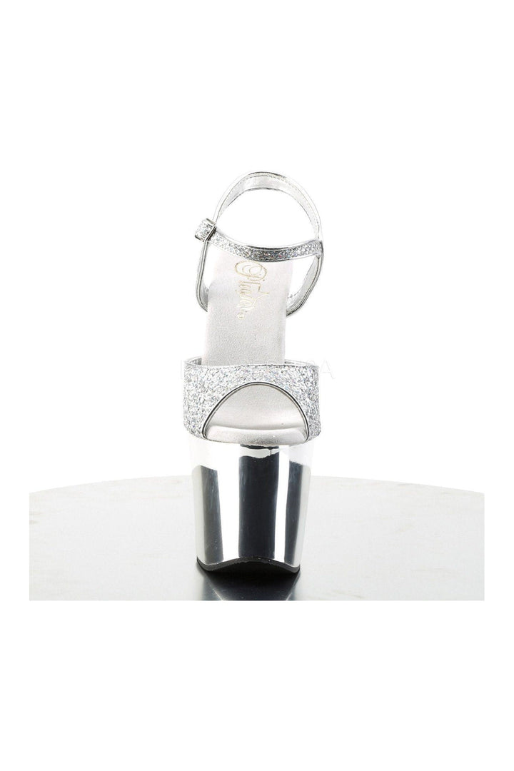 REVOLVER-709G Platform Sandal | Silver Glitter-Pleaser-Sandals-SEXYSHOES.COM