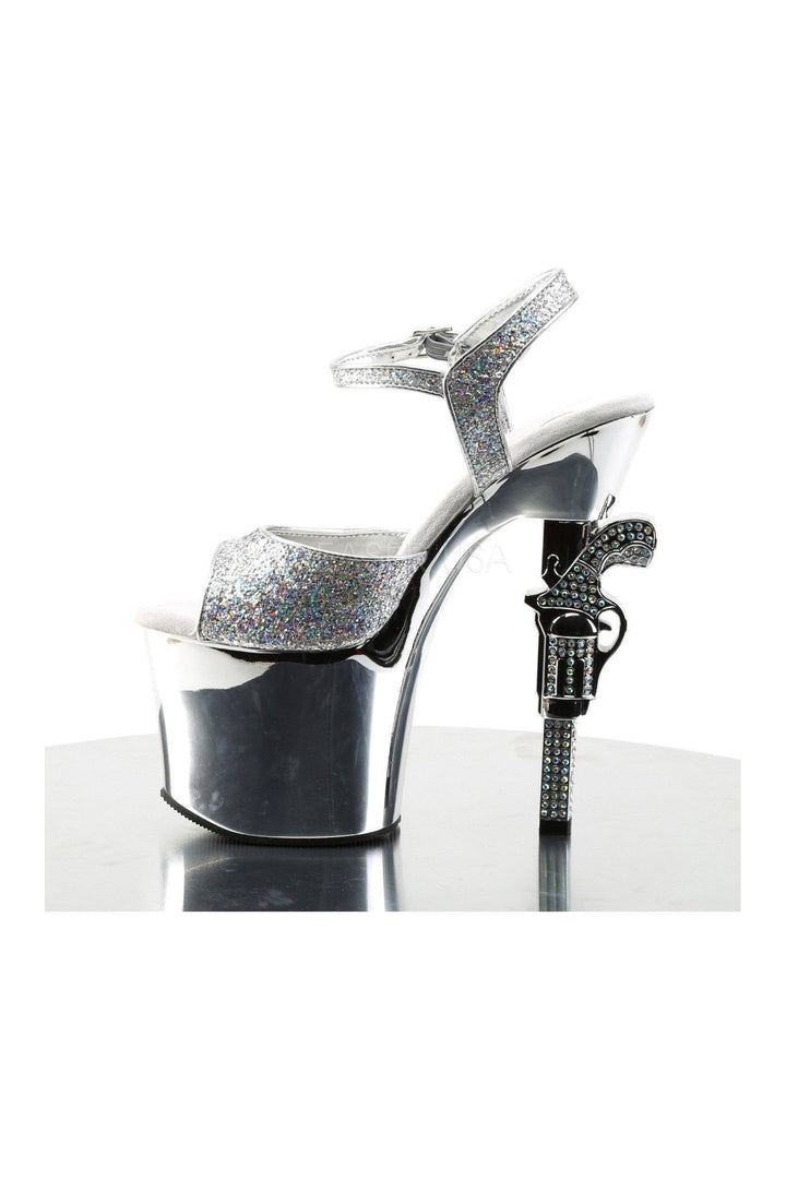 REVOLVER-709G Platform Sandal | Silver Glitter-Pleaser-Sandals-SEXYSHOES.COM