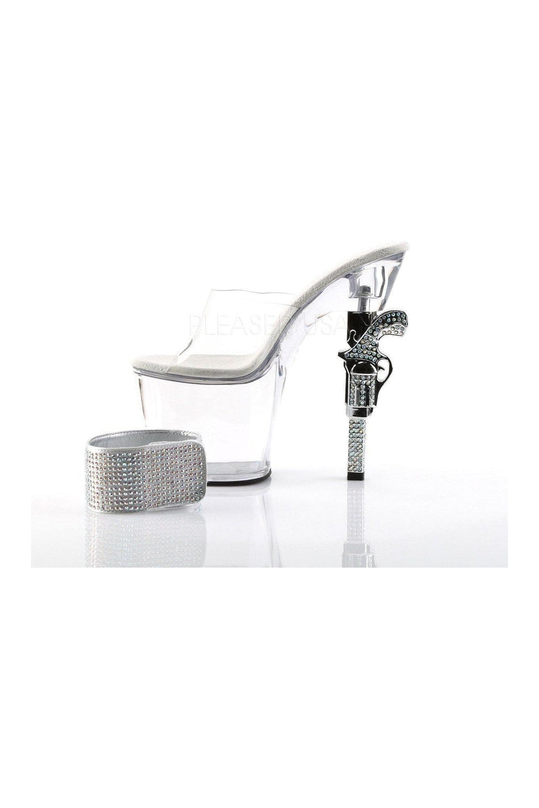 Pleaser REVOLVER-712 Platform Sandal in Clear Vinyl