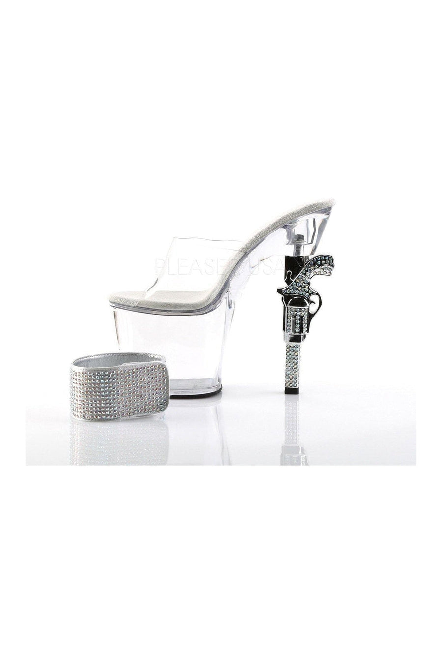 Pleaser REVOLVER-712 Platform Sandal in Clear Vinyl