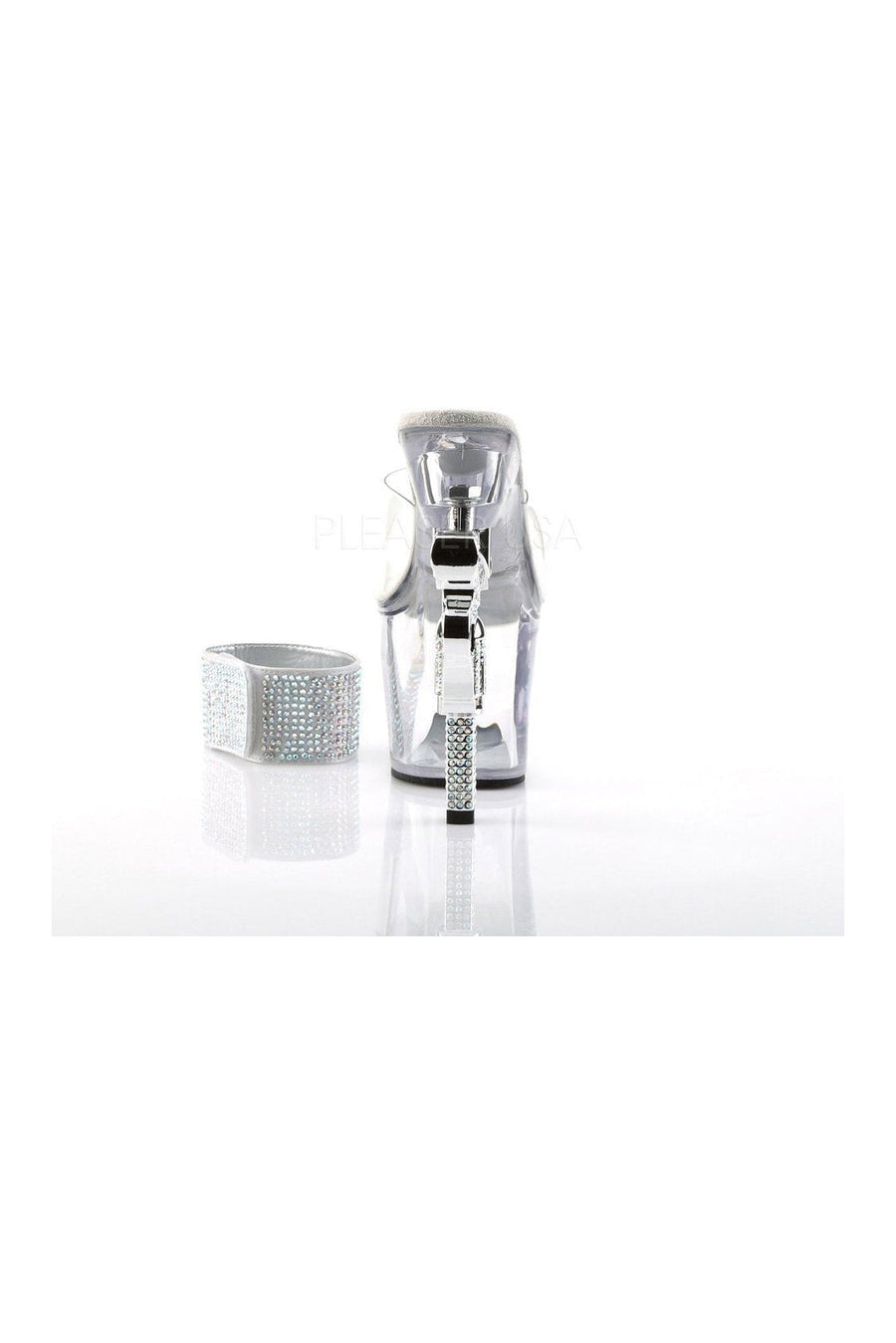 Pleaser REVOLVER-712 Platform Sandal in Clear Vinyl