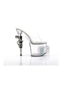 Pleaser REVOLVER-712 Platform Sandal in Clear Vinyl
