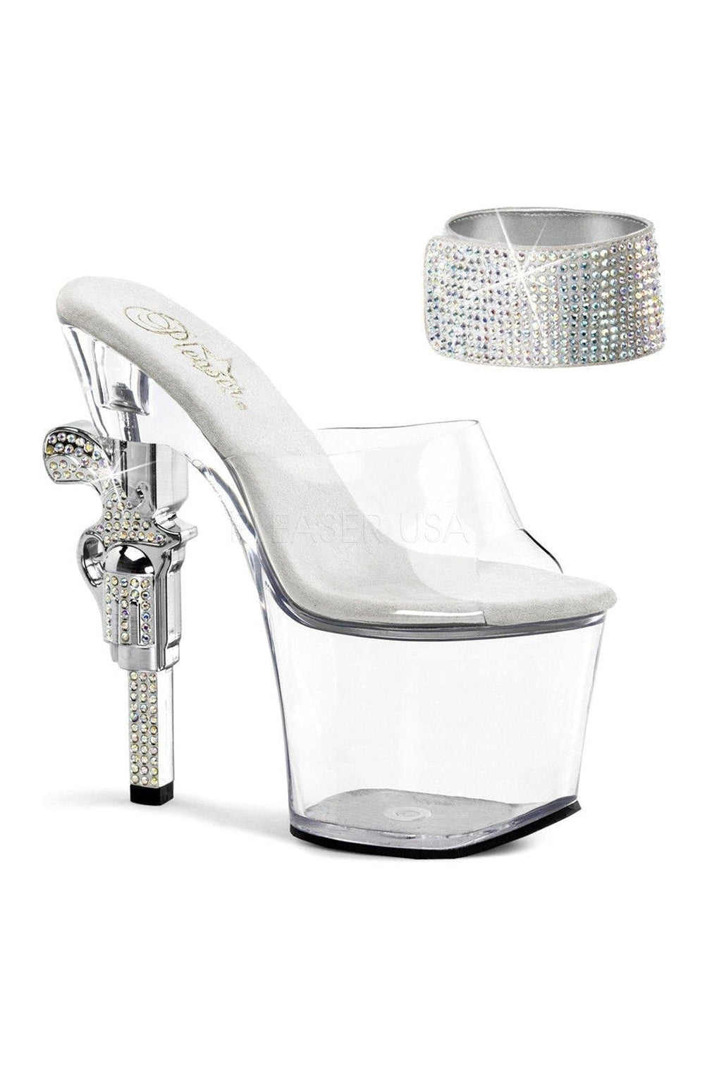 Pleaser REVOLVER-712 Platform Sandal in Clear Vinyl from SexyShoes.com