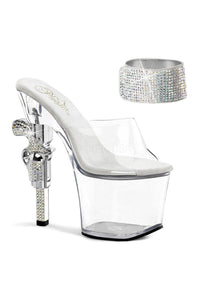 Pleaser REVOLVER-712 Platform Sandal in Clear Vinyl from SexyShoes.com